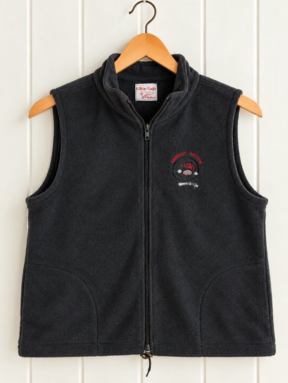 Kihiw Crafts Fashions Fleece Vest First Nations Embroidered Gray Men's M Vintage